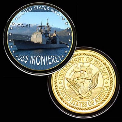 U.S. United States Navy | USS Monterey CG-61 | Gold Plated Colorized Printed Challenge Coin
