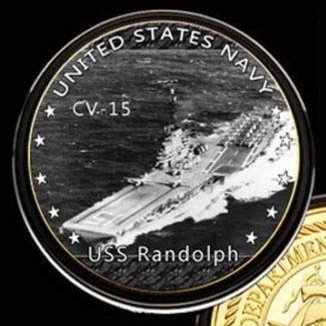 U.S. United States Navy | USS Randolph CV-15 | Gold Plated Colorized Printed Challenge Coin