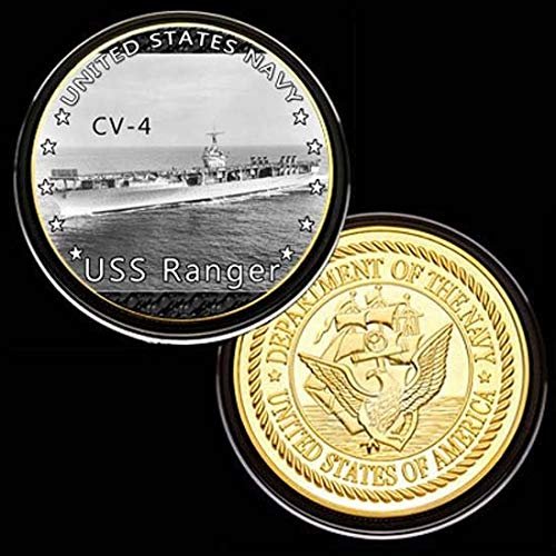 U.S. United States Navy | USS Ranger CV-4 | Gold Plated Colorized Printed Challenge Coin