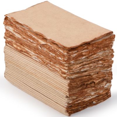Wanderings Vintage Handmade Deckle Edge Folded Paper Folded to 3.5" x 2" 150 GSM - 50-Pack Textured Cotton Paper Place Cards, Blank Name Cards, Table Settings, Gift Tags, Love Notes