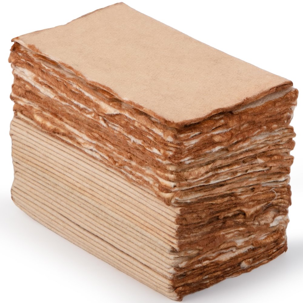 Wanderings Vintage Handmade Deckle Edge Folded Paper Folded to 3.5" x 2" 150 GSM - 50-Pack Textured Cotton Paper Place Cards, Blank Name Cards, Table Settings, Gift Tags, Love Notes