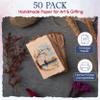 Wanderings Vintage Handmade Deckle Edge Folded Paper Folded to 3.5" x 2" 150 GSM - 50-Pack Textured Cotton Paper Place Cards, Blank Name Cards, Table Settings, Gift Tags, Love Notes view 4