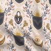 Spoonflower Fabric - Magic Pockets Beige Astrology Lunar Beige Denim Printed on Denim Fabric Fat Quarter - Bottomweight Apparel Home Decor Upholstery view 1