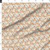 Spoonflower Fabric - Thanksgiving White Small Autumn Scale Turkey Pumpkins Face Printed on Denim Fabric Fat Quarter - Bottomweight Apparel Home Decor Upholstery view 2
