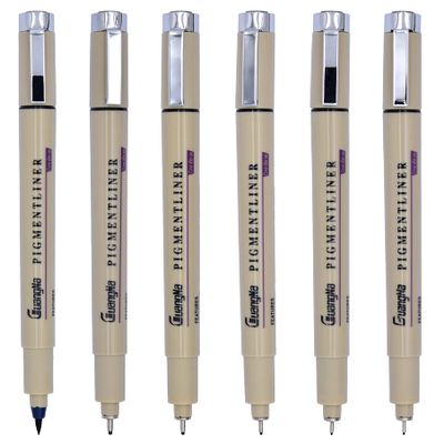 XIAOYU Liquid Fineliner Pens, Precision Black Multiliner Micro Pens, Waterproof Archival Ink Drawing Pens for Journaling Planning Hand Lettering Illustration Sketching Calligraphy, 6PCS