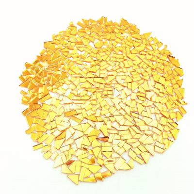 1.1lb Irregular Crystal Mosaic Tiles,Small Mosaic Tile DIY Hobbies Children Handmade Crystal Craft for Crafts Bulk DIY Picture Frames Handmade Jewelry Coaster (Gold Series)