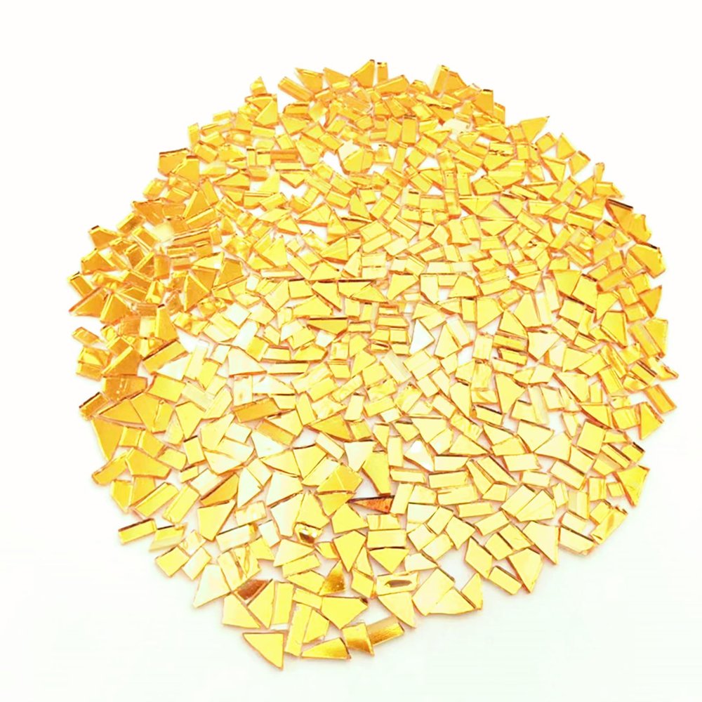 1.1lb Irregular Crystal Mosaic Tiles,Small Mosaic Tile DIY Hobbies Children Handmade Crystal Craft for Crafts Bulk DIY Picture Frames Handmade Jewelry Coaster (Gold Series)