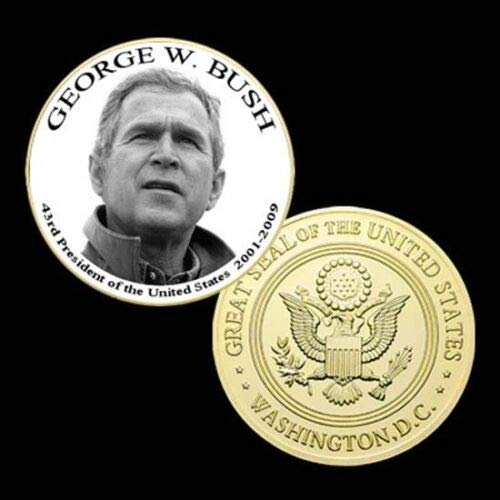 43rd President of The U.S. United States 2001-2009 | George W. Bush | Gold Plated Printed Challenge Coin