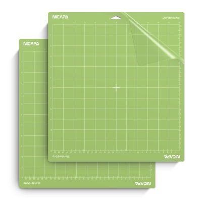 Nicapa Standard Grip Cutting Mat for Cricut Maker 3/Maker/Explore 3/Air 2/Air/One (12x12 inch,2 Pack) Standard Adhesive Sticky Green Quilting Replacement Cut Mats
