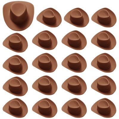 50 Pieces Mini Western Cowboy Cowgirl Hat Plastic Miniature Western Hat Doll Hat Brown Mini Western Hats for Crafts Doll Dress Up(Brown)