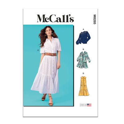 McCalls M8285Y Misses' Top and Dresses Sewing Pattern Kit, Design Code M8285, Sizes XSM-SML-MED