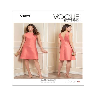 Vogue Misses' A-Line Dress Sewing Pattern Kit, Design Code V1879, Sizes 6-8-10-12-14