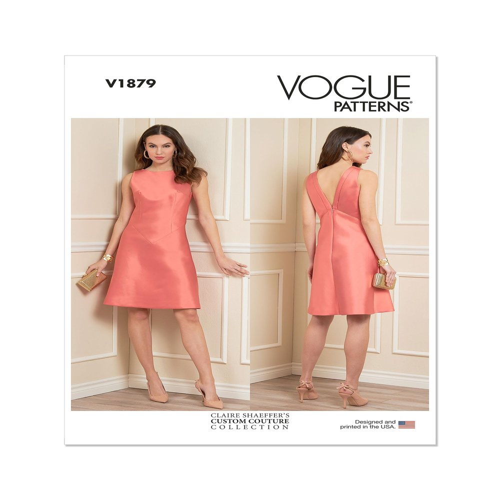 Vogue Misses' A-Line Dress Sewing Pattern Kit, Design Code V1879, Sizes 6-8-10-12-14