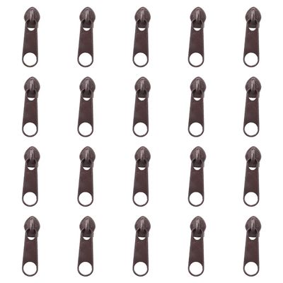 homeemoh 20pcs Colorful Metal Sliders for 5# Nylon Zipper, Repair Kits Replacement Zipper Puller for Jacket,Deep Coffee