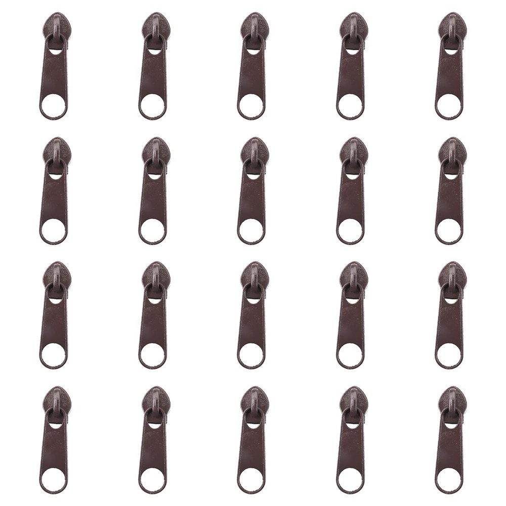 homeemoh 20pcs Colorful Metal Sliders for 5# Nylon Zipper, Repair Kits Replacement Zipper Puller for Jacket,Deep Coffee