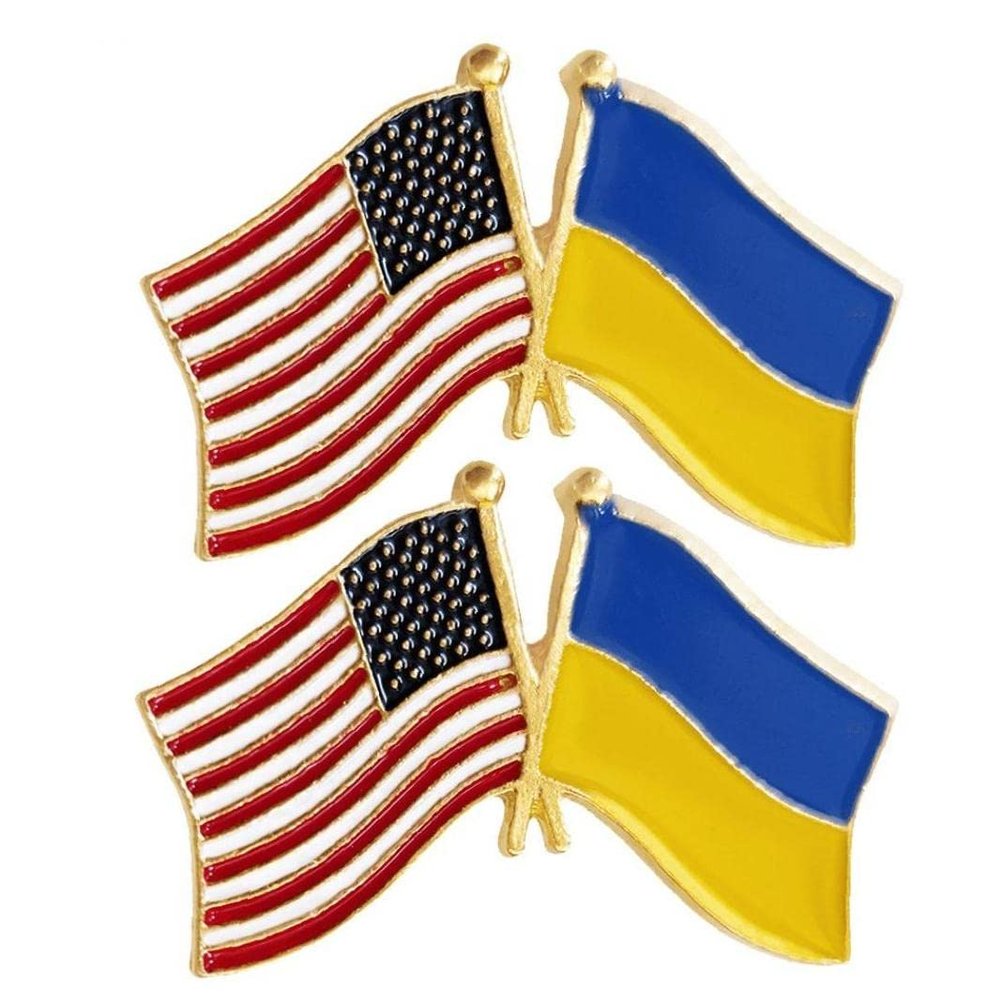 UIEHBCV Us Ukrainian Flag Pin 2pcs American Ukraine Friendship Flag Badge Support Ukraine Button Brooch for Celebration Sports Event