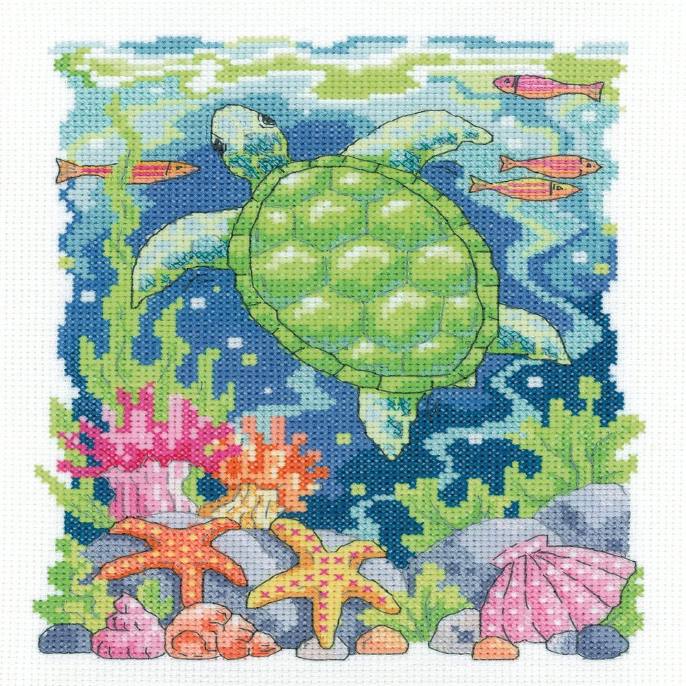 Heritage Counted Cross Stitch kit Aida Turtle, KCTR1630-A, 15x20,5cm, DIY