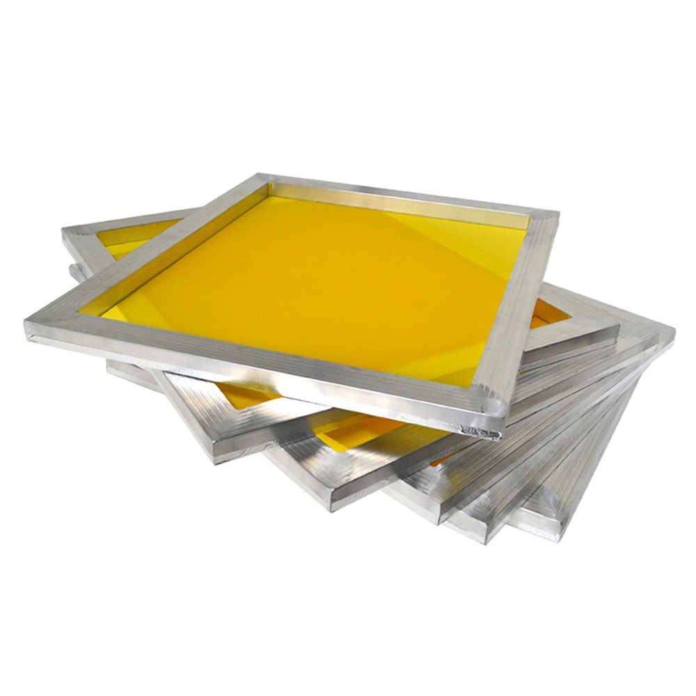 TIANIUSEEN 6 PCs Screen Frame Aluminum Pre-Stretched Silk Screen Printing Frame 12 * 16 inch for Screen Printing with 230 Mesh 100T Yellow