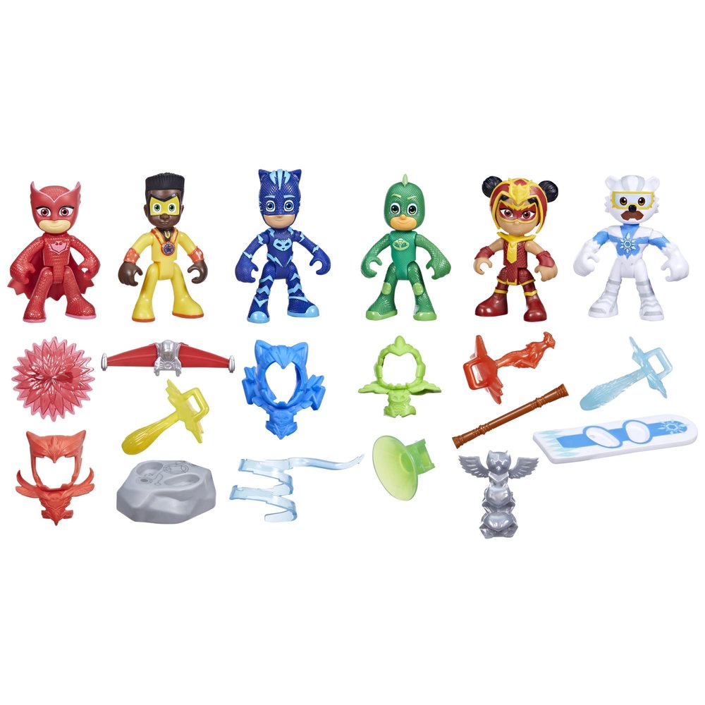 PJ Masks Power Heroes Meet The Power Heroes Figure Set with 6 Figures and 14 Accessories, Preschool Toys for Kids 3 Years and Up