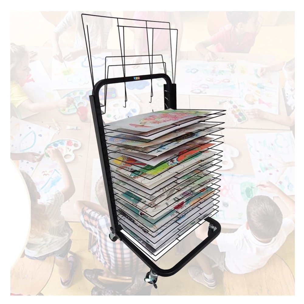 XLTFUC 15layers Art Drying Rack, Floor-Standing Drawing Board Bracket, with Pulleys to Move More Easily and Save Space-20/25/30layers (Size : 15 Layers)