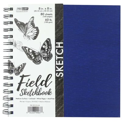 Pro Art Premium Sketch Book 8"x8" 80 Sheets, 60#, Wire, Sketch Book, Sketchbook, Drawing Pad, Pad, Drawing Paper, Art Book, Paper, Sketchbook for