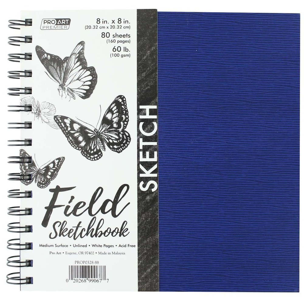 Pro Art Premium Sketch Book 8"x8" 80 Sheets, 60#, Wire, Sketch Book, Sketchbook, Drawing Pad, Pad, Drawing Paper, Art Book, Paper, Sketchbook for