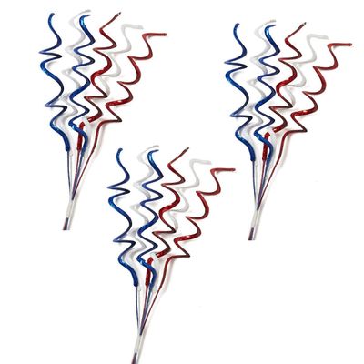 Factory Direct Craft Set of 3 Patriotic Sequined Spiral Swirl Bundles | Fourth of July, Memorial Day, and Patriotic Decoration