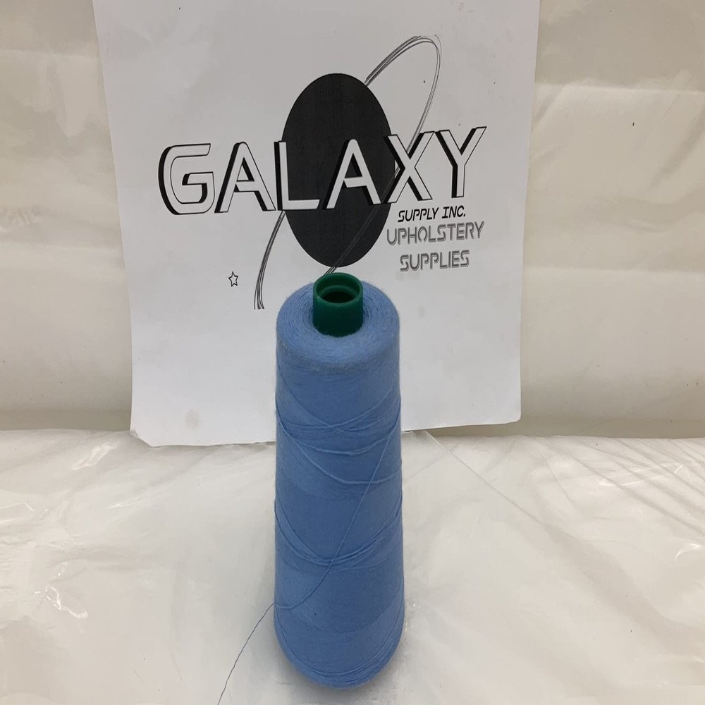A&E LLC Tex 40 Perma Core Poly-wrap Poly 8 oz. Spool Upholstery Sewing Thread 6,000 Yds Free with One Piece Galaxy Supply 5" Seam Ripper. (Lucerne Blue 43161)