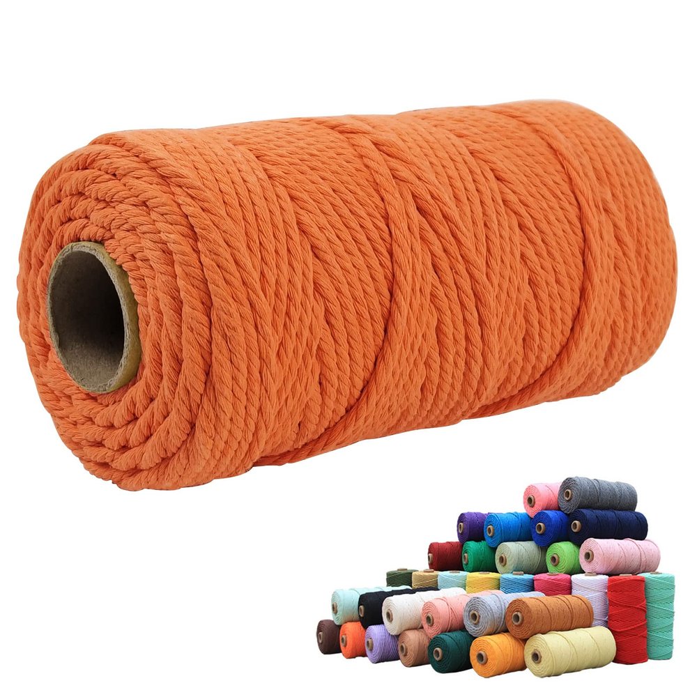 JeogYong Macrame Cord 5mm x 109 Yards Natural Cotton Macrame Rope, 4 Strand Twisted Cotton Cord Rope Soft and Flexible Macrame Supplies Craft Cord for Wall Hanging Plant Hangers Boho Home Decorations