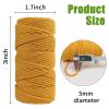 JeogYong Macrame Cord 5mm x 109 Yards Natural Cotton Macrame Rope, 4 Strand Twisted Cotton Cord Rope Soft and Flexible Macrame Supplies Craft Cord for Wall Hanging Plant Hangers Boho Home Decorations view 2