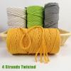 JeogYong Macrame Cord 5mm x 109 Yards Natural Cotton Macrame Rope, 4 Strand Twisted Cotton Cord Rope Soft and Flexible Macrame Supplies Craft Cord for Wall Hanging Plant Hangers Boho Home Decorations view 4