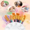 16 Sets Paint Brushes Pallete Set 176 Pieces Painting Supplies Kit Including 160 Pcs Colorful Acrylic Paint Brushes 16 Pcs Round Painting Palettes Tray for Adults Art Drawing Party view 2