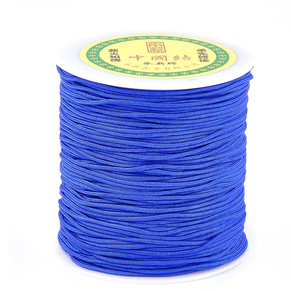 Pandahall 120.29 Yards Nylon Beading String 1.5mm Kumihimo Macrame Thread Braided Chinese Knotting Cord Blinds String for Jewelry, Shades, and Rollers (Blue)