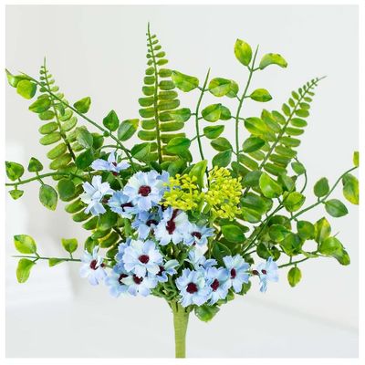 Factory Direct Craft Blue Artificial Daisy and Fern Bouquet | for Floral Arrangements and Home Decor | 14" H