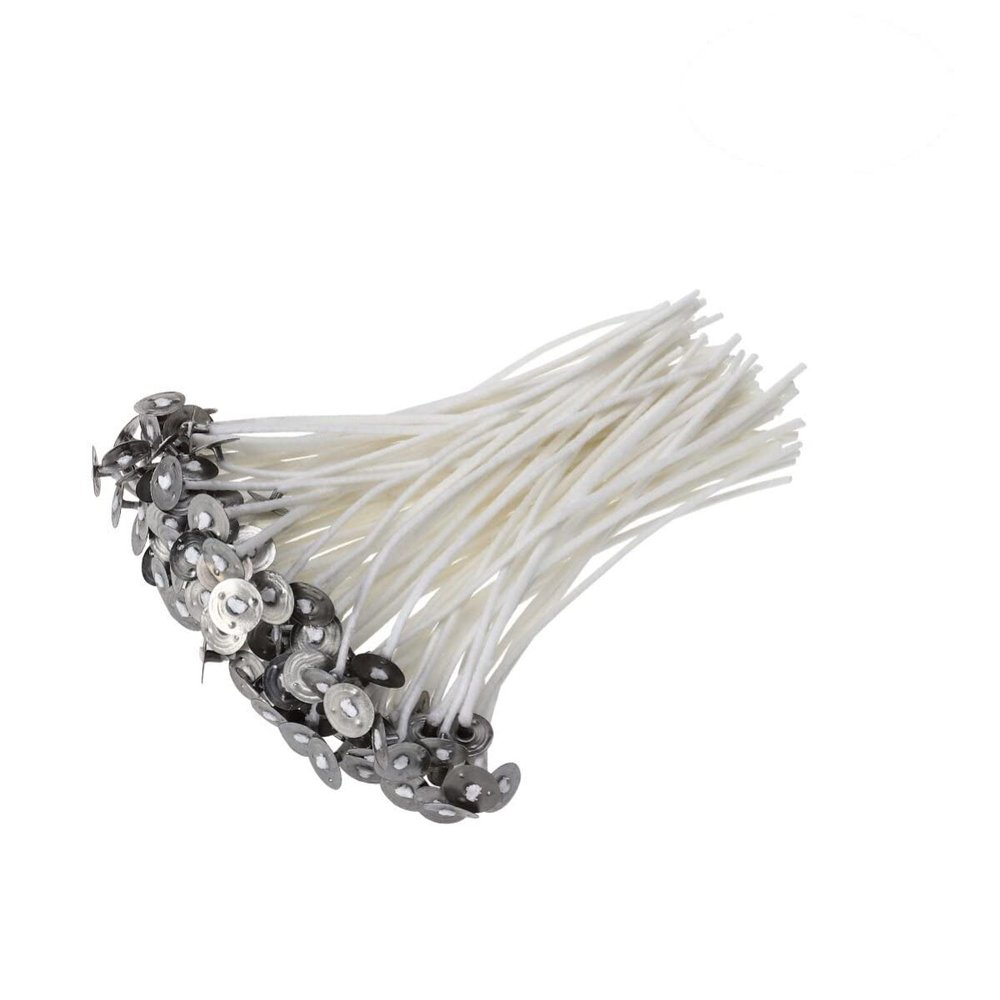 EXCEART Candle Wick for Candle Making 100pcs Cotton Wicks with Low Smoke Pre-Waxed Tabs Easy to Use
