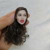 1/6 Scale Female Head Sculpt, Pale Skin Open Mouth Expression Brown Curls Hair Head Carved for 12inch Action Figure Body Doll view 2