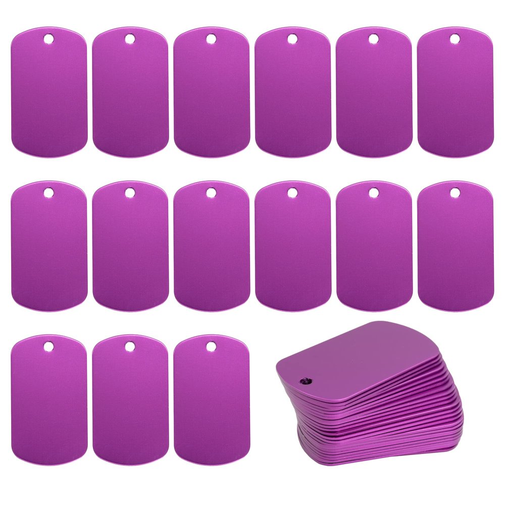StayMax Anodized Aluminum Engraving Blank Tags Stamping Blanks 50 Pack (Purple)
