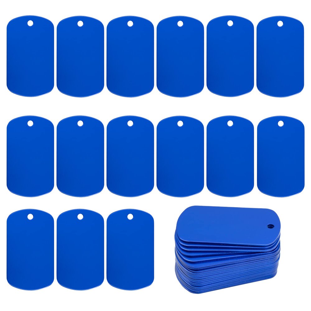 StayMax Anodized Aluminum Engraving Blank Tags Stamping Blanks 50 Pack (Blue)