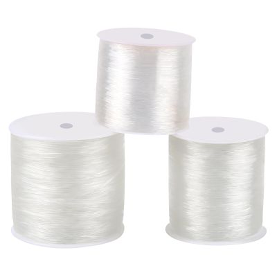 Teqooza 3 Pack Assorted Size Elastic String, Stretchy Bracelet Crystal Bead Cord for Bracelet, Beading and DIY Making Tool Jewelry Making- 0.5mm,0.8mm, 1mm White