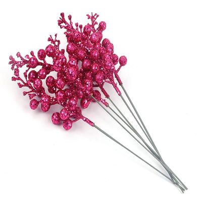 YYCRAFT Glitter Berries Stems, Artificial Berries Picks for Christmas Tree Ornaments, DIY Xmas Wreath, Crafts, Holiday and Home Decor(16 Pack, Hot Pink)