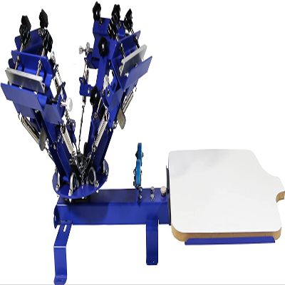 INTSUPERMAI 4 Color 1 Station Silk Screen Printing Machine - Micro-Registration Single Rotating Screen Printing Press - DIY T-Shirt Machine - Desktop Type