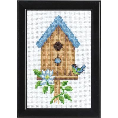 Permin Counted Cross Stitch kit Birdhouse Beige, 9x14cm, DIY, 13-9421