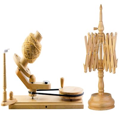Wooden Yarn Ball Winder - Handcrafted Large Yarn Winder for Knitting & Crocheting - Hand Operated Heavy Duty Natural Ball Winder - ARTISANS CRAFT BEYOND MANUFACTURING (Beech Wood Combo)