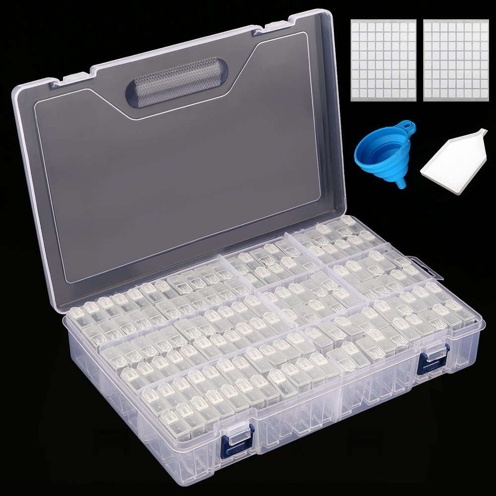 MANCHAP 120 Grids Diamond Storage Containers, Art Craft Beads Organizer Box for Beads, Rhinestones, Painting