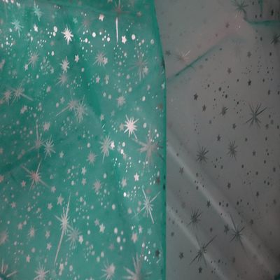 Zen Creative Designs Sheer Organza with Silver Stars Fabric by The Yard 58 Inch Wide/Light Weight Fabric/Craft & Sewing Material (1 Yard, Teal)