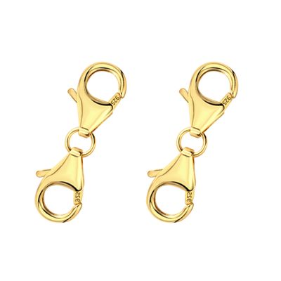 Double Lobster Clasp Gold Plated Sterling Silver Double Claw Connector Bracelet Extension Clasp for Jewelry Making2pcs