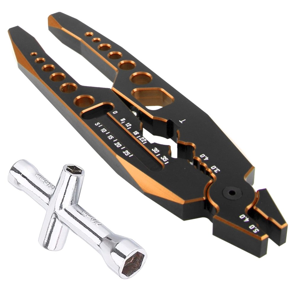 Vgoohobby RC Shock Absorber Pliers RC Multifunction Pliers RC Rod Ends Disassemble Tools & Small Cross Socket Spanner Compatible with Traxxas Arrma Axial Losi Redcat HSP 1/8 1/10 RC Car Truck (Golden)