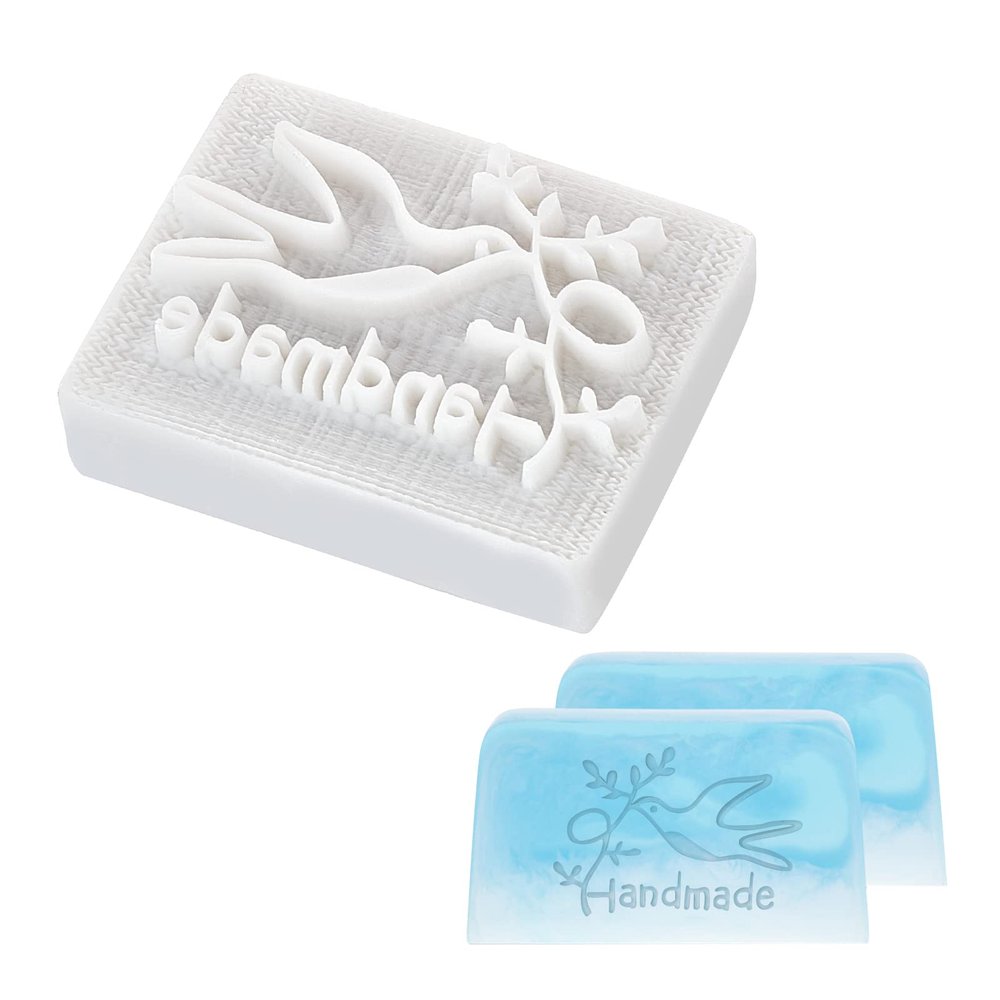 CRASPIRE Soap Stamp Handmade Bird Soap Stamp White Resin Soap Embossing Stamp for Clay Biscuits Gummies Arts Crafts Making Projects DIY Gift