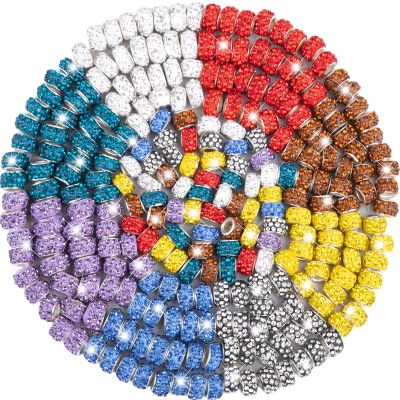 200 Piece European Large Hole Beads - Mixcolor Lampwork Rhinestone Craft Beads for DIY Charms Bracelet Jewelry Making