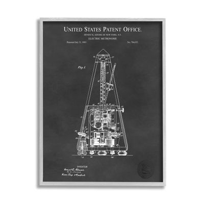 Stupell Industries Detailed Tech Electric Metronome Patent Blueprint Diagram, Design by Karl Hronek